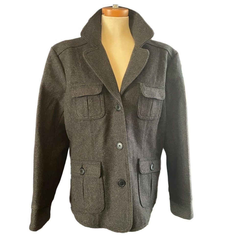 Vintage Y2K Gap XXL Gray Wool Pea Coat womens warm fall winter jacket